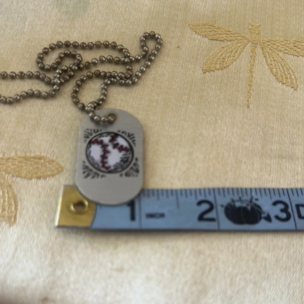 Boys Baseball Dog Tag Style Philippians 4:13 Chain Necklace.